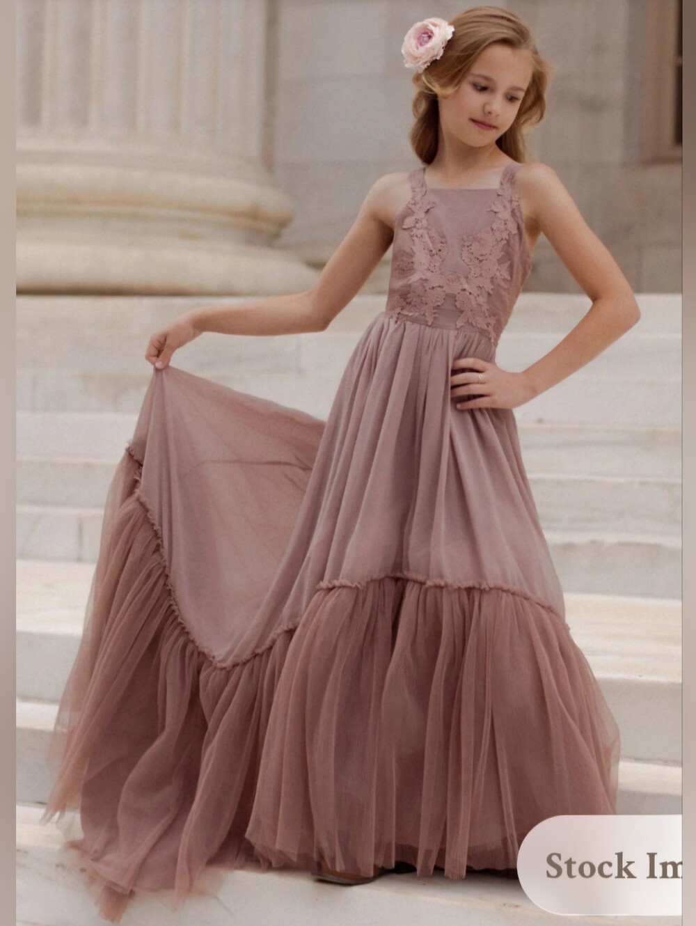 Joyfolie Maia Toddler Girls Mauve Tulle Lace Overlay Impact Dress 4T In Rose